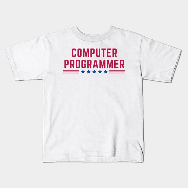 American Computer Programmer Kids T-Shirt by HobbyAndArt